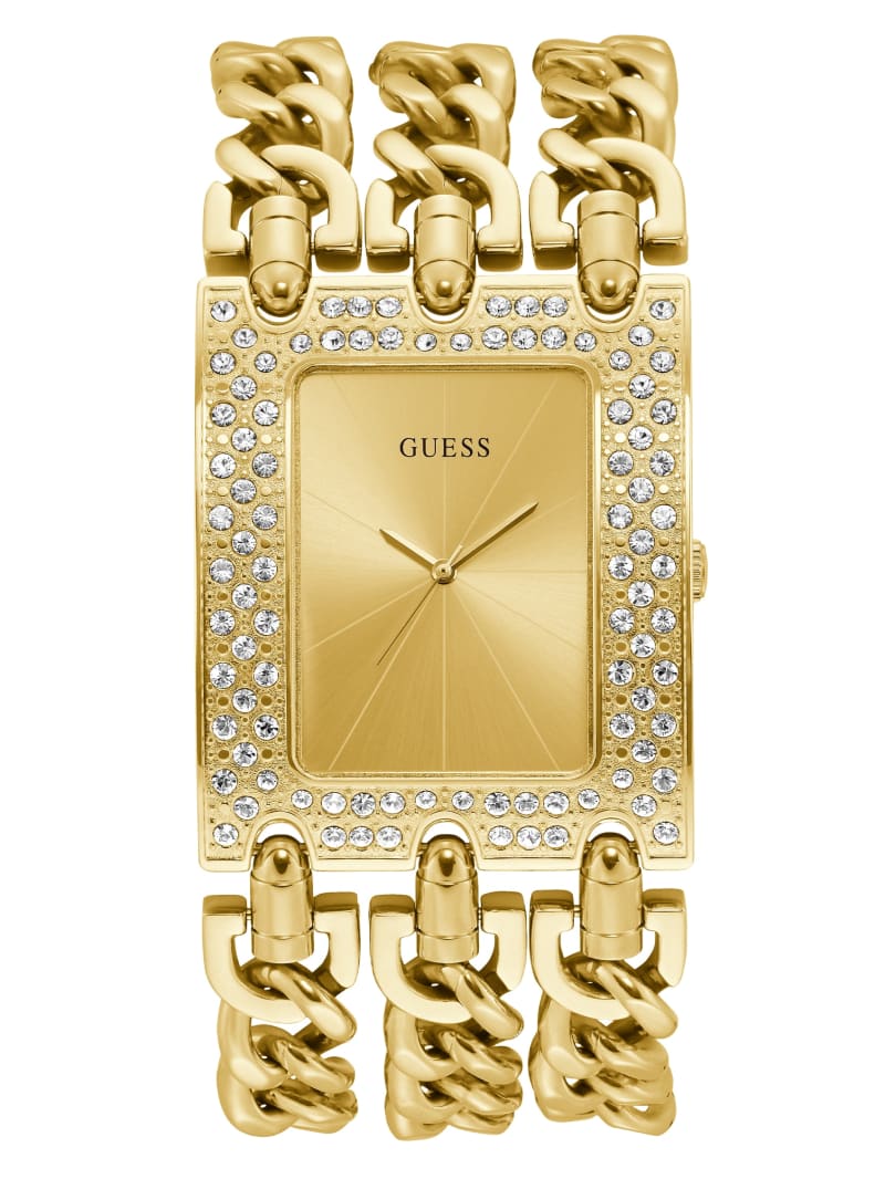 Guess Gold-Tone Chain Analog Watch - Silver/Gold