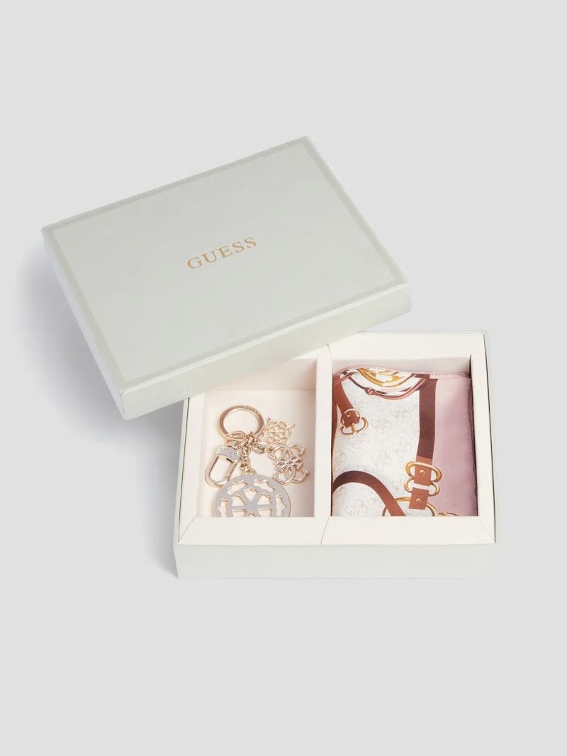 Guess Foulard Scarf and Key Ring Gift Set - Rose Pink