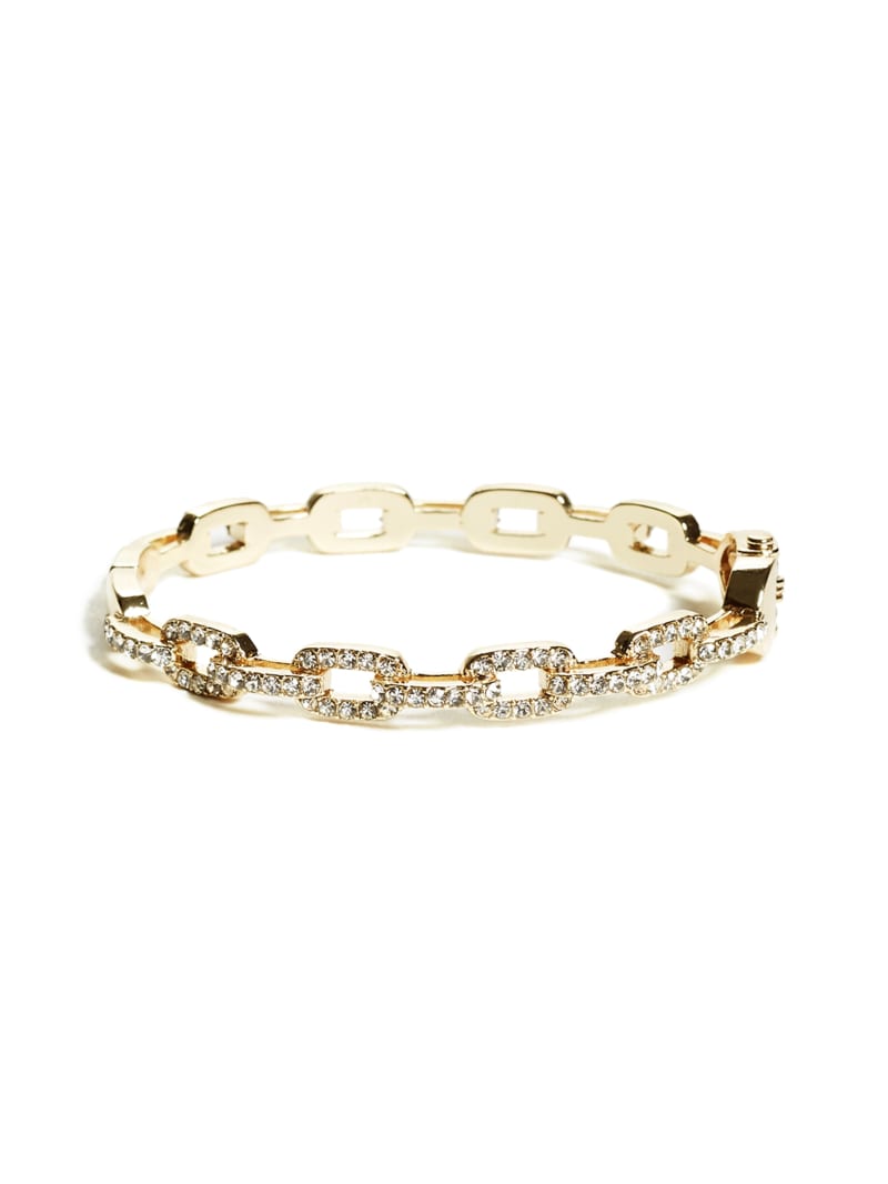 Guess Rhinestone Chain-Link Bangle Bracelet - Gold