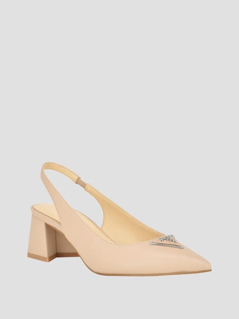 Guess Zanda Slingback Block Heels - Taupe