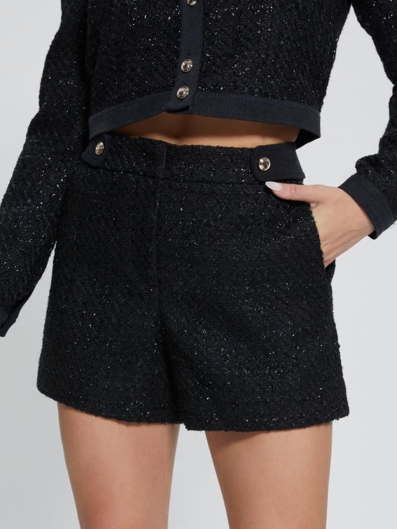 Guess Clarissa Metallic Tweed Shorts - Black Tweed Fantasy