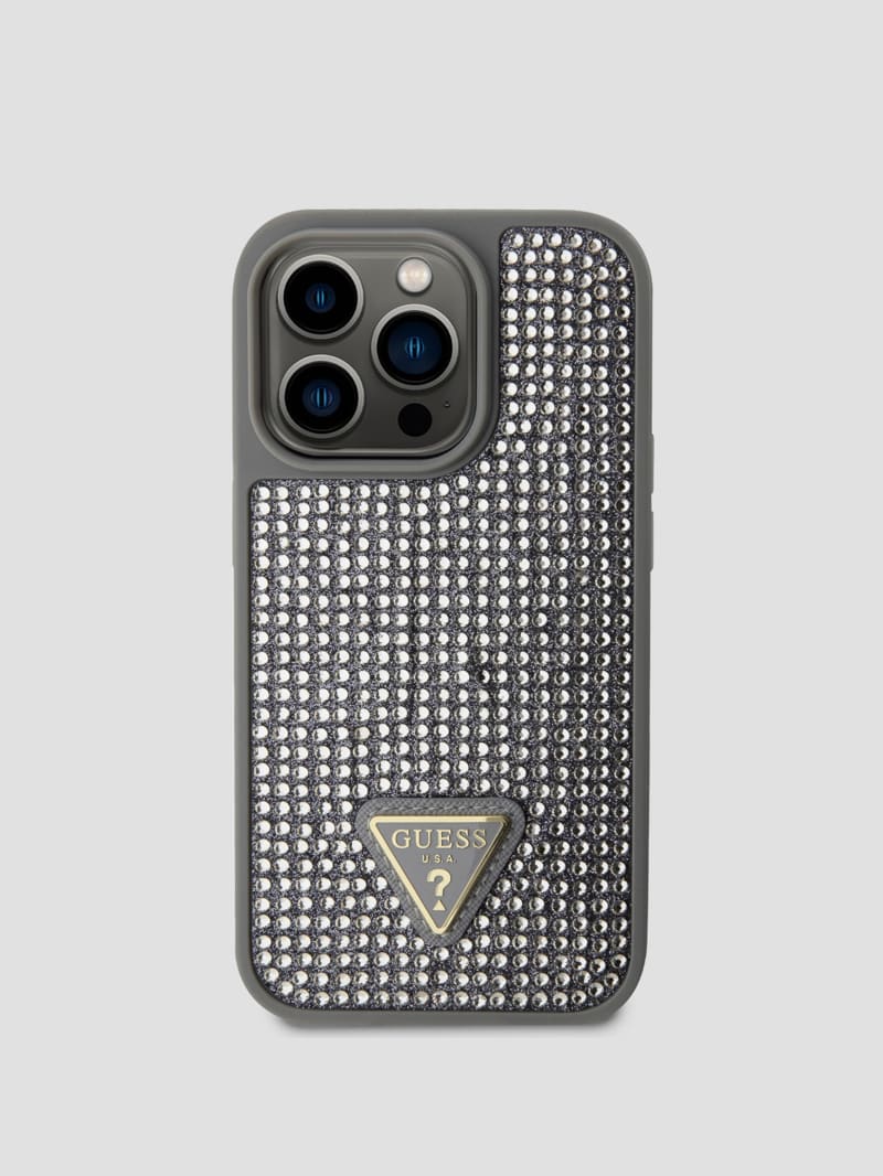 Guess Rhinestone iPhone 15 Pro Case - Silver