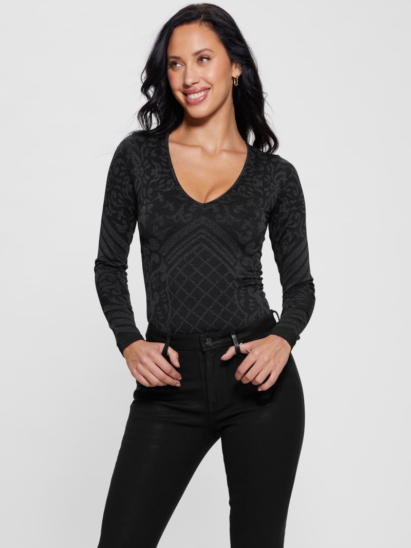 Guess Gemma Seamless Bodysuit - Jet Black Multi