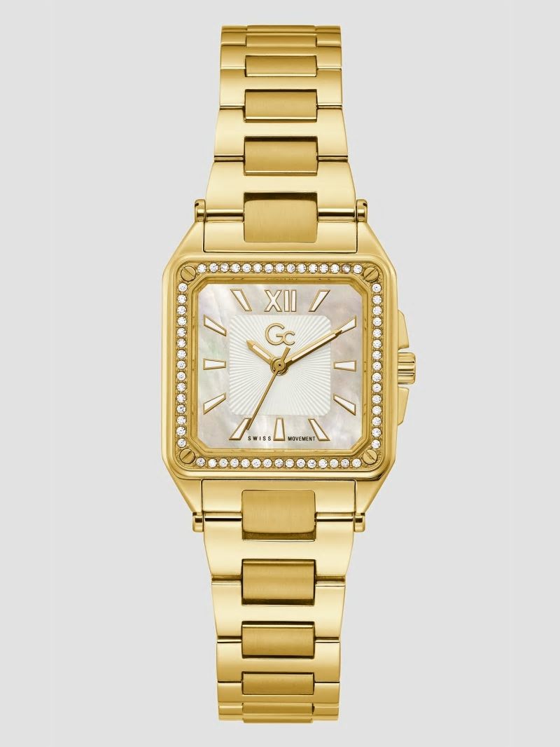 Guess Gc Petite Square Gold-Tone Analog Watch - Gold