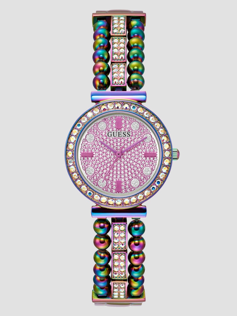 Guess Iridescent Rhinestone Analog Watch - No Description