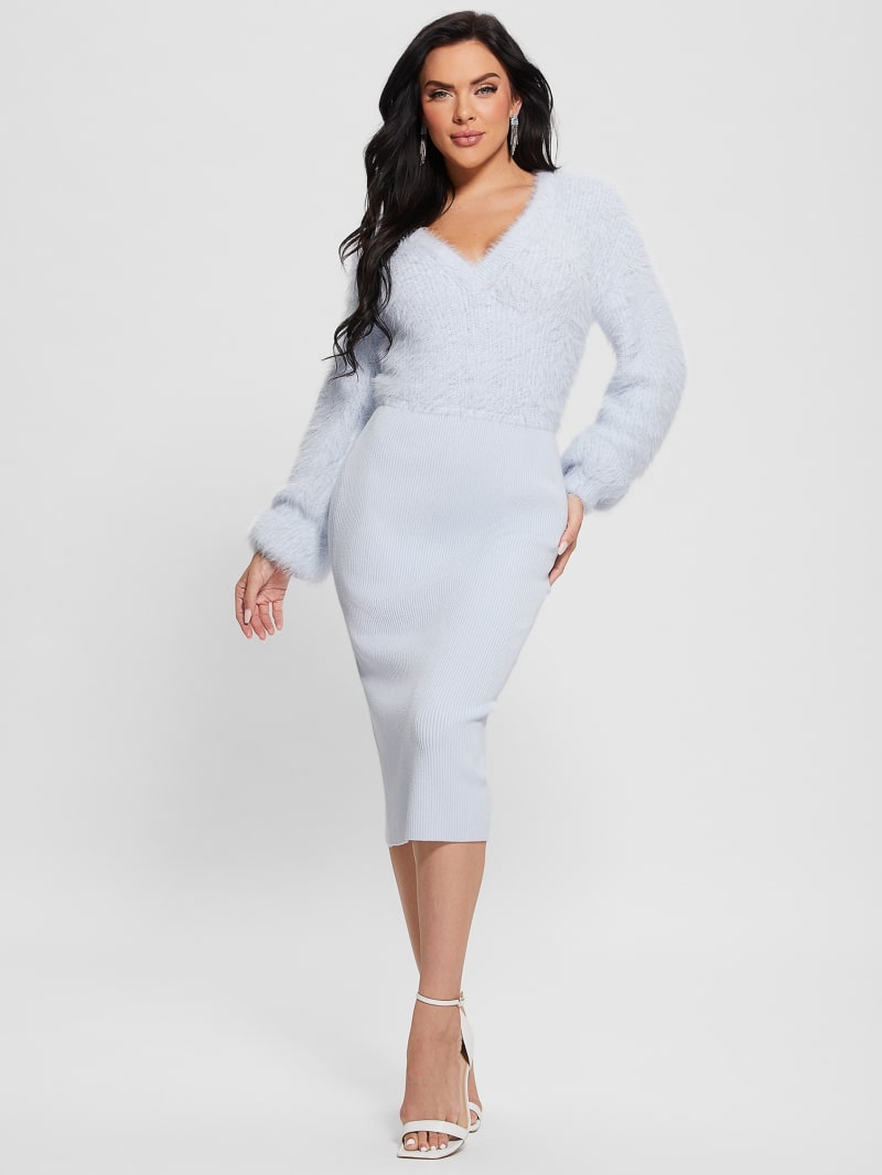 Guess Kari V-Neck Sweater Dress - Sky High Multi