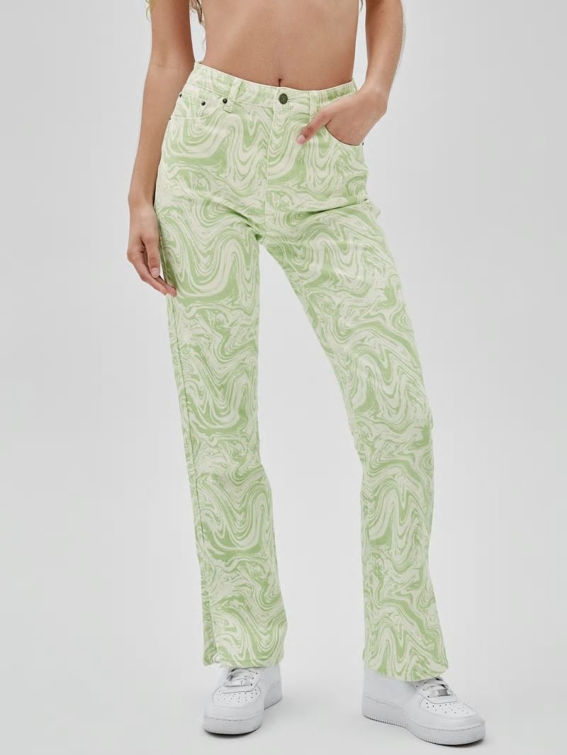 Guess GUESS Originals x J Balvin AOP Split Hem Jeans - Green Spring Multi