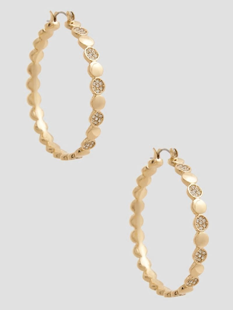 Guess Statement Stones Hoop Earrings - Gold