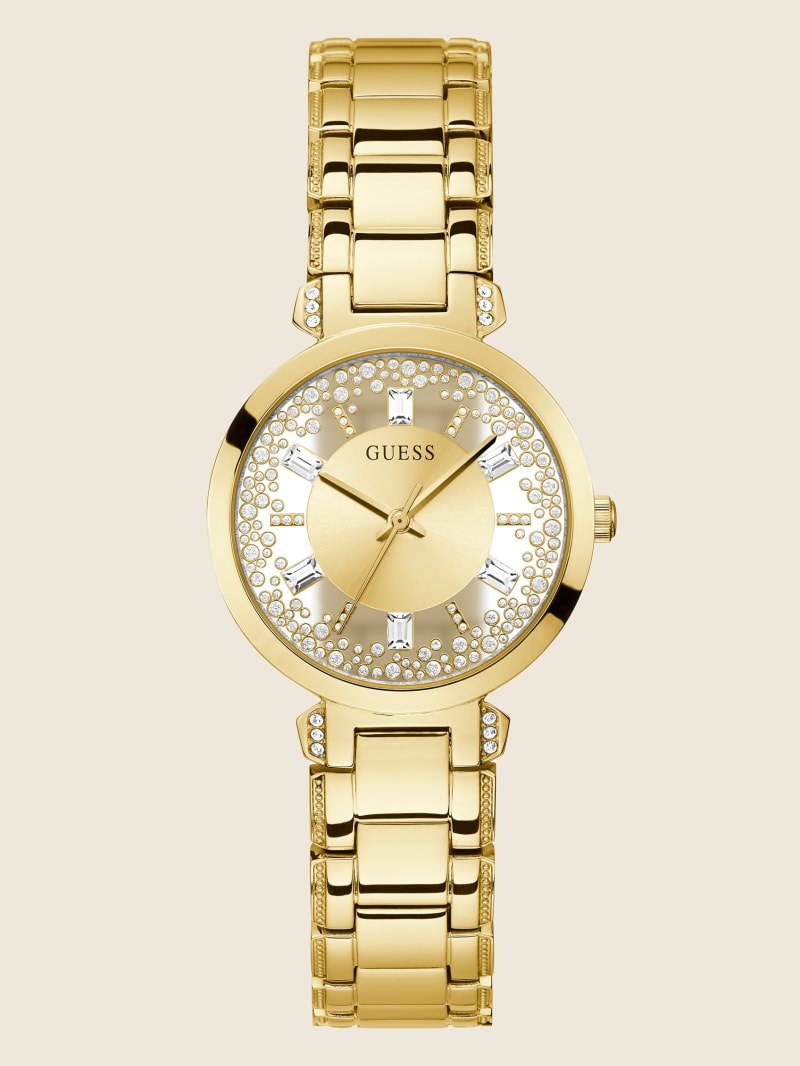 Guess Gold-Tone Transparent Analog Watch - Gold