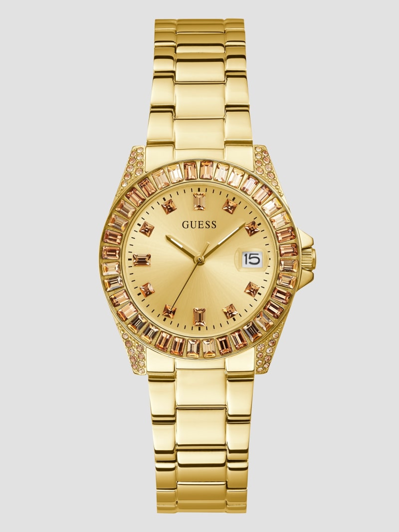 Guess Gold-Tone and Crystal Analog Watch - Gold