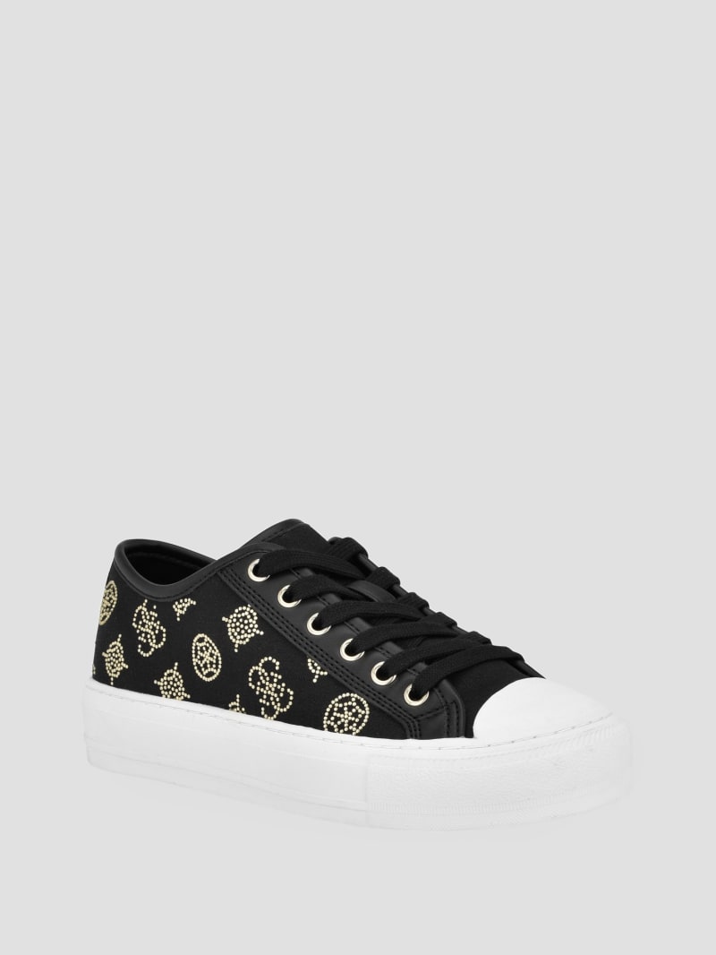 Guess Alessea Rhinestone Low-Top Sneakers - Black 002