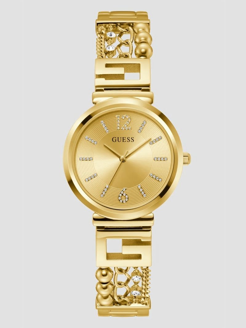Guess Gold-Tone Mixed Chain Analog Watch - Gold