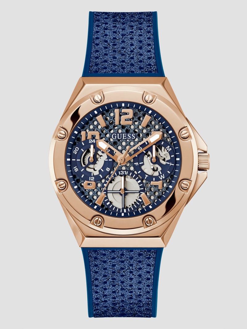 Guess Asteria Glitter Rose Gold-Tone Blue Watch - Rose Gold