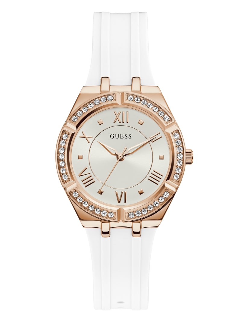 Guess Rose Gold-Tone and White Analog Watch - White Multi