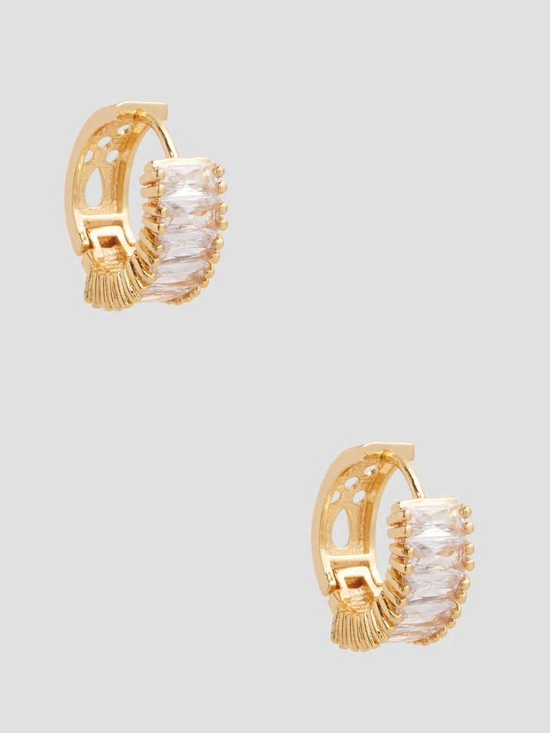 Guess Gold-Tone Baguette Huggie Hoop Earrings - Gold