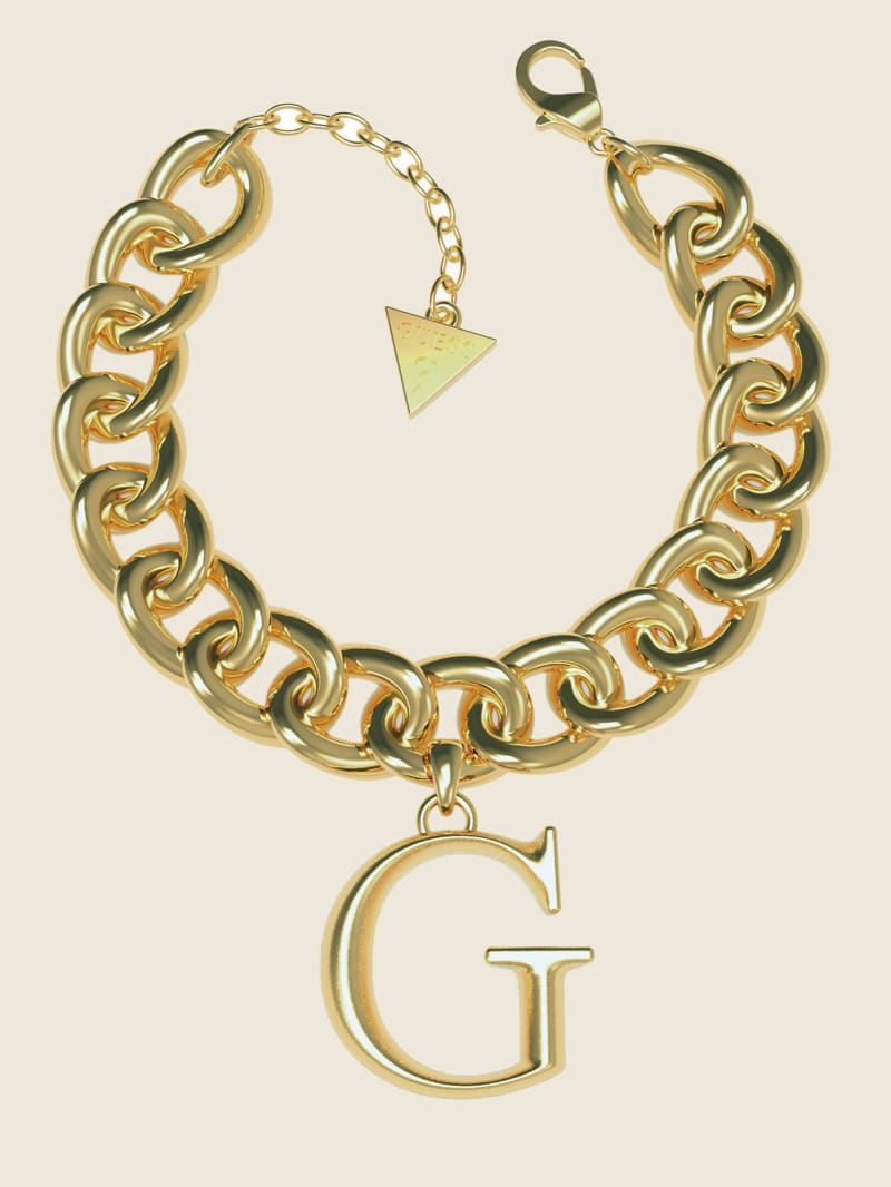 Guess Gold-Tone G Logo Curb Chain Bracelet - Gold Logo