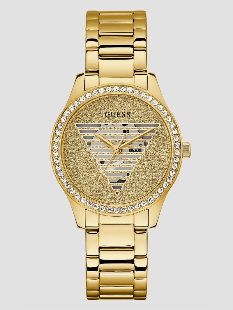 Guess Gold-Tone Logo Analog Watch - Gold
