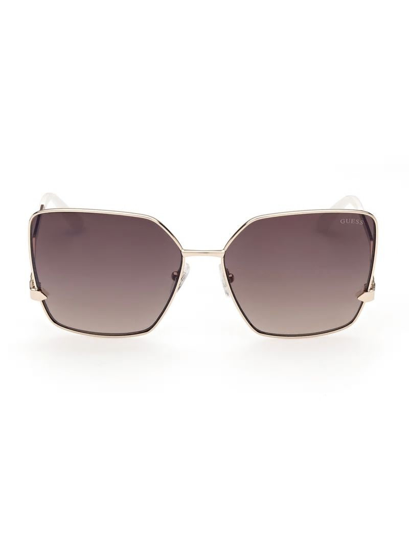 Guess Oversized Square Zigzag Sunglasses - Gold W/Tort Arm Guess Oversized Square Zigzag Sunglasses - Gold W/Tort Arm