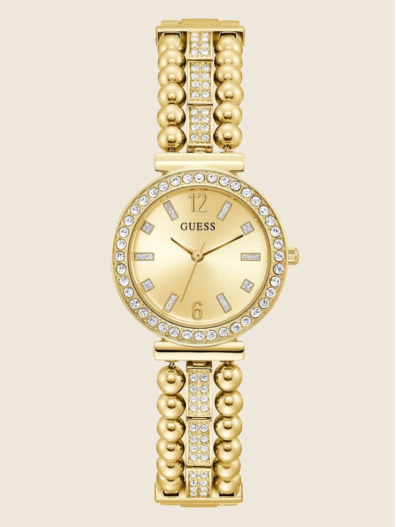 Guess Gold-Tone and Rhinestone Analog Watch - Rose Gold