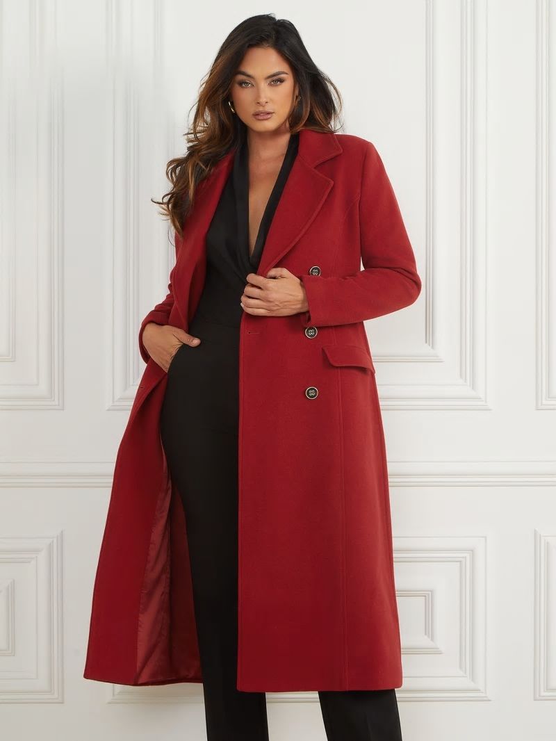 Guess Eliza Wool-Blend Coat - Lacquer Red A503