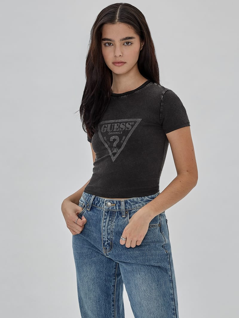 Guess GUESS Originals Vintage Triangle Baby Tee - Jet Black Multi