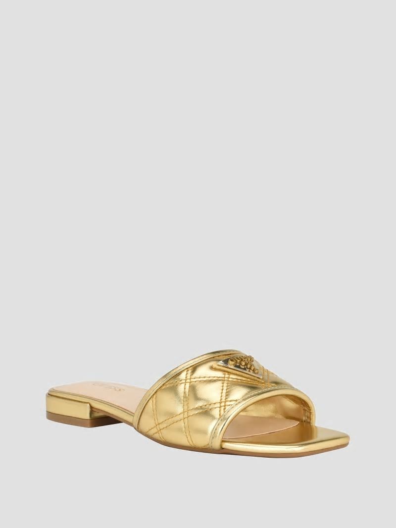 Guess Tameli Icon Slide Sandals - Gold