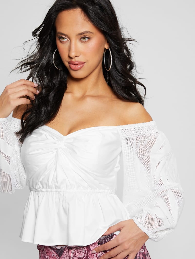 Guess Emma Off-the-Shoulder Top - Pure White