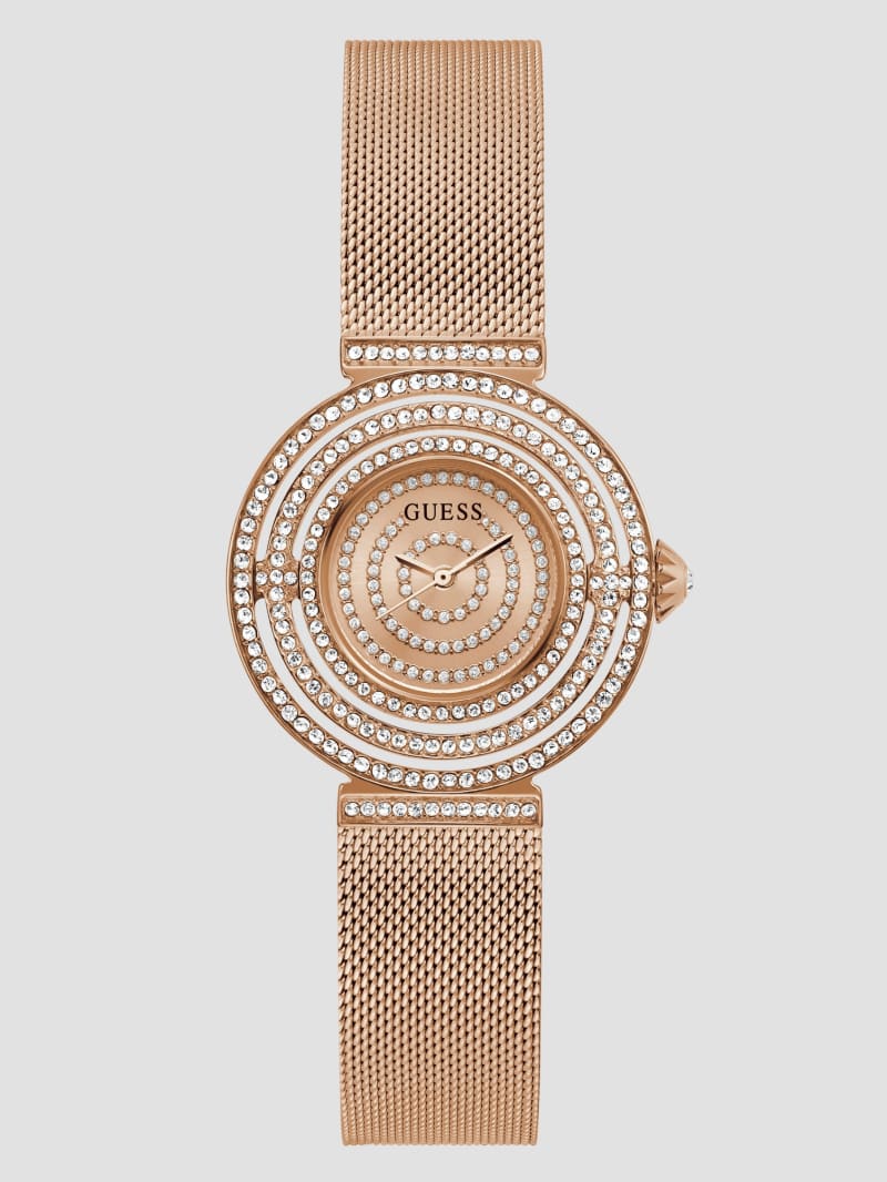 Guess Rose Gold-Tone and Crystal Analog Watch - Rose Gold