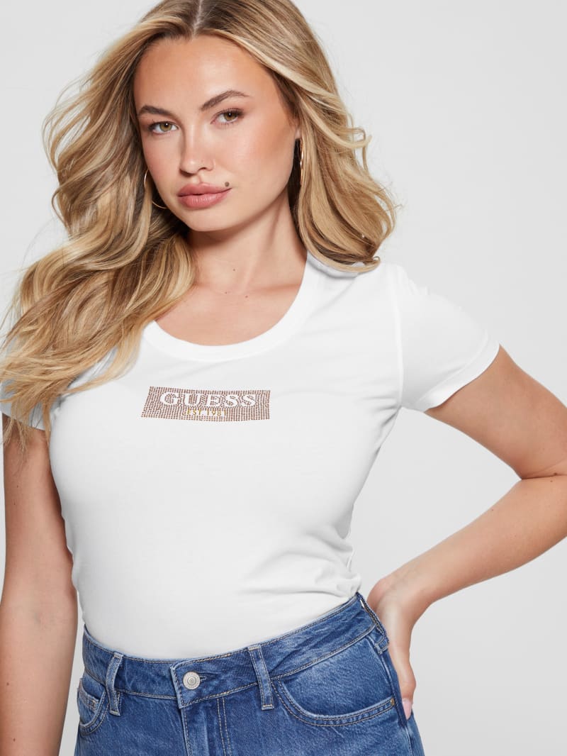 Guess Studded Box Tee - Pure White