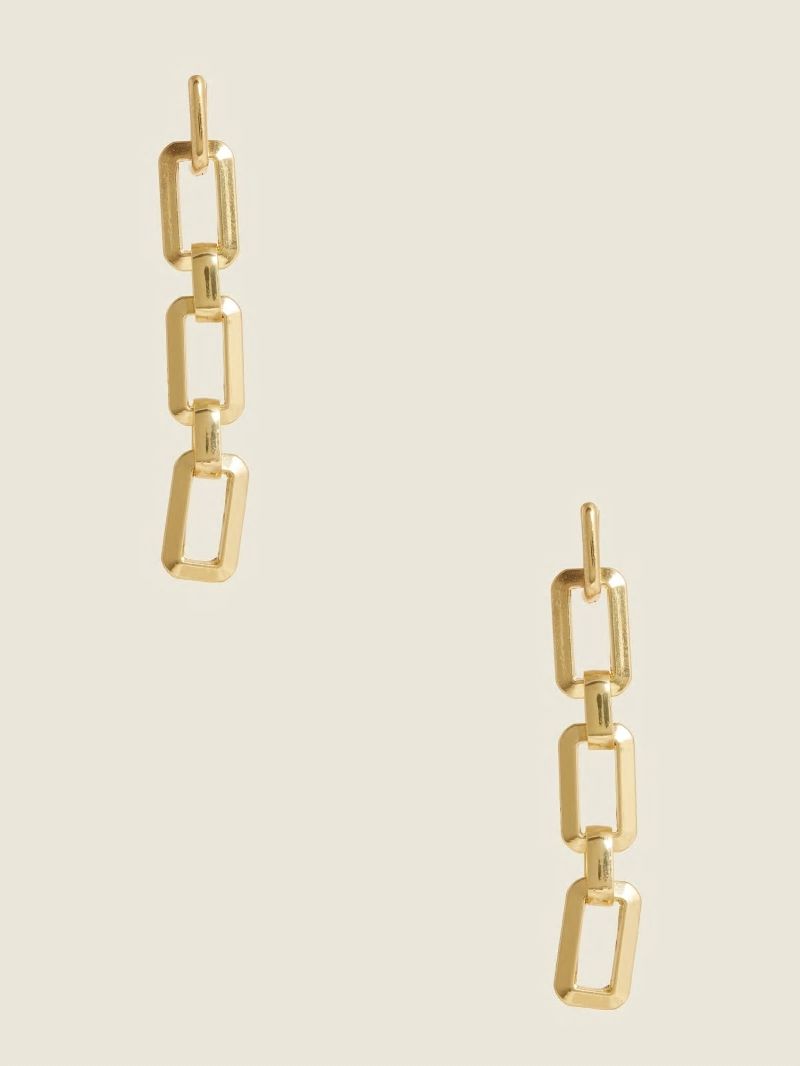 Guess 14K Gold-Plated Link Drop Earring - Silver/Gold