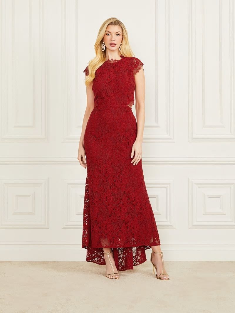 Guess Hannah Lace Maxi Dress - Lacquer Red A503