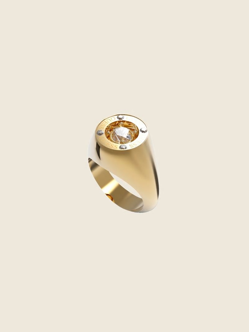 Guess Gold-Tone Solitaire Signet Ring - Silver/Gold
