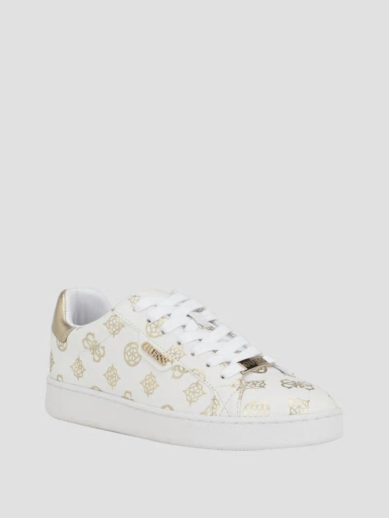 Guess Renzy Debossed Logo Low-Top Sneakers - Gold