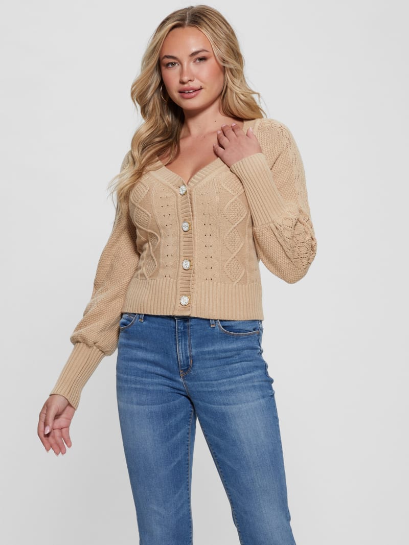 Guess Eco Brielle Cardigan Sweater - Foamy Taupe
