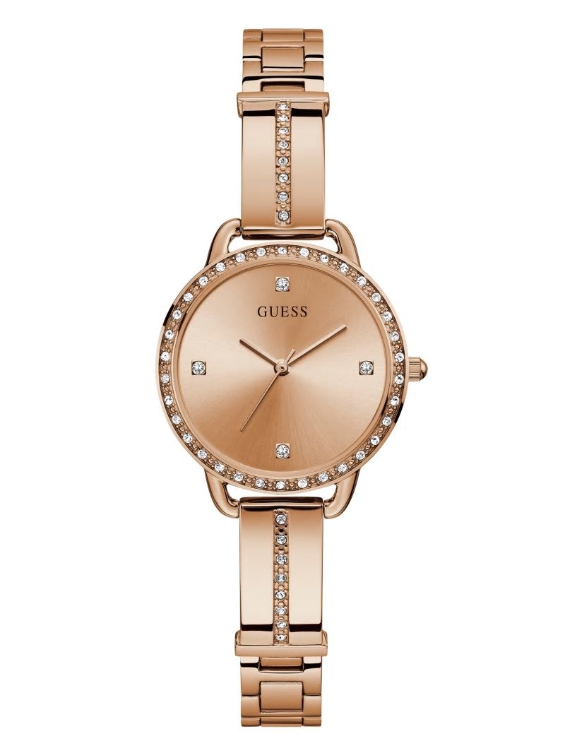 Guess Rose Gold-Tone Crystal Analog Watch - Rose Gold