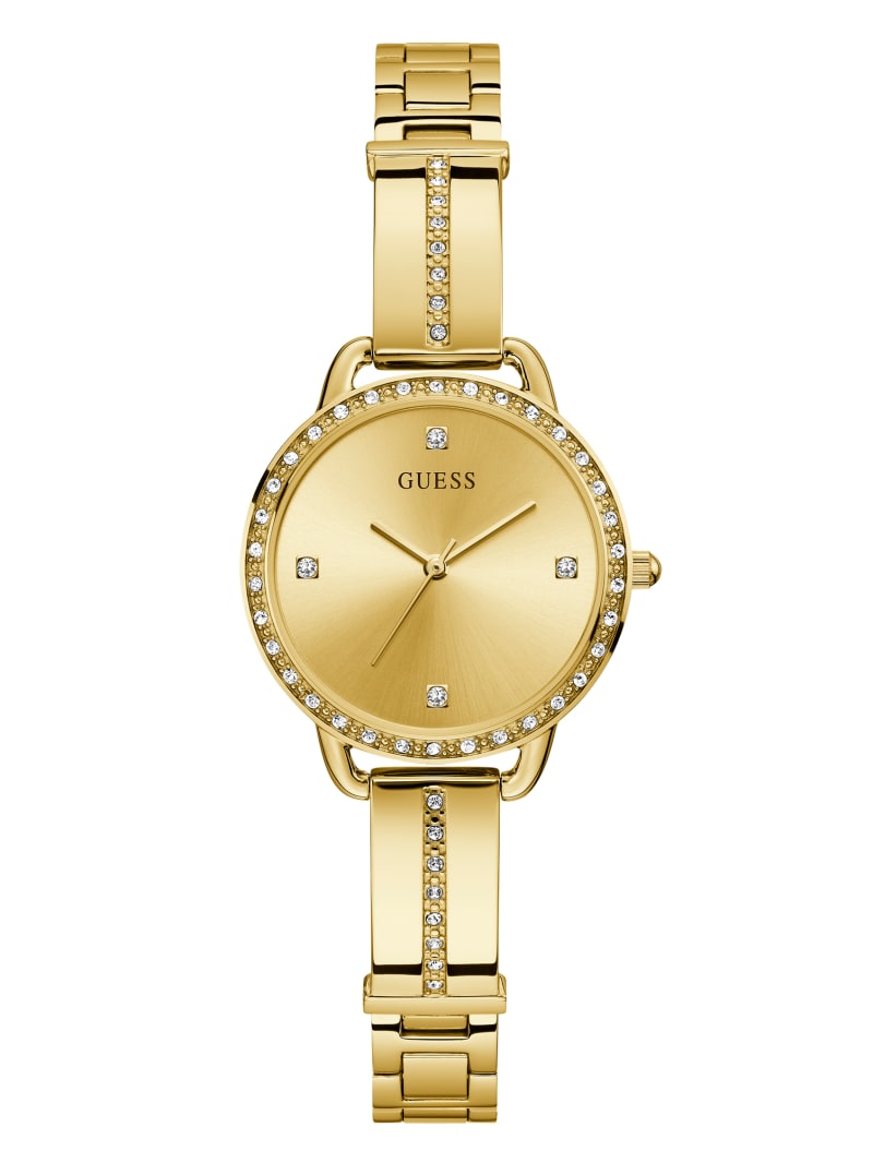 Guess Gold-Tone Crystal Analog Watch - Gold