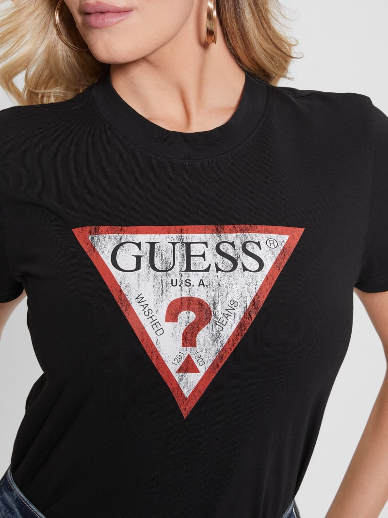 Guess Eco Triangle Logo Tee - Black