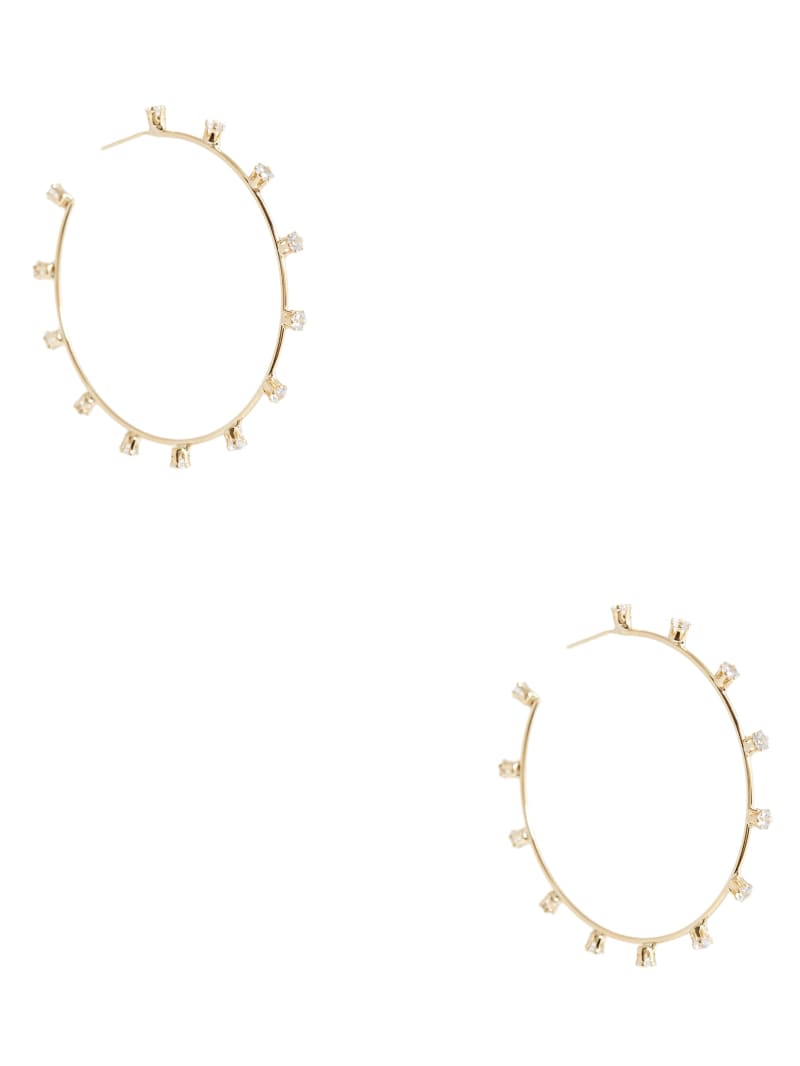 Guess Gold-Tone Rhinestone Hoop Earrings - Gold