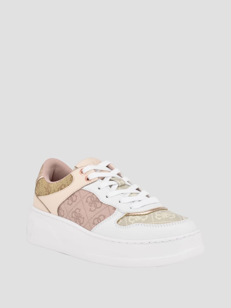Guess Cleva Contrasting Low-Top Sneakers - Light Natural 110