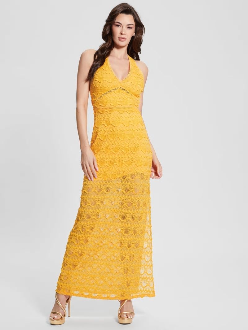 Guess Liza Lace Maxi Dress - Laguna Yellow