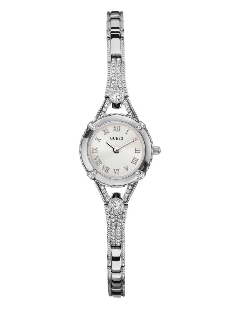 Guess Silver-Tone Petite Crystal Watch - Silver