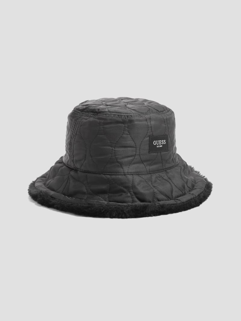 Guess Reversible Faux-Fur Bucket Hat - Black