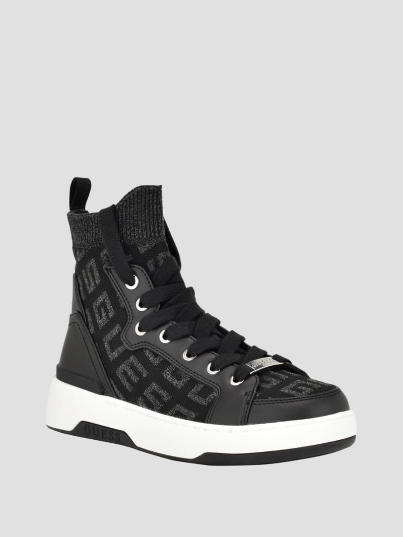 Guess Mannen Logo Knit High-Top Sneakers - Black 001