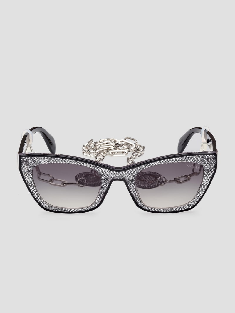 Guess Metallic Plastic Cat-Eye Sunglasses - Silver