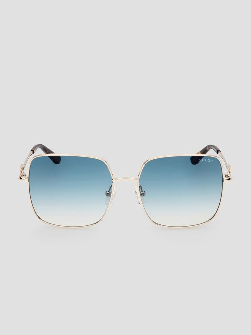 Guess Oversized Square G Metal Sunglasses - Gld