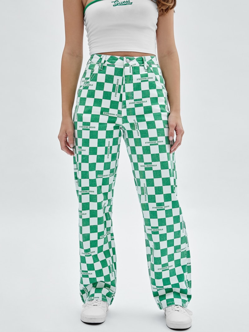 Guess GUESS Originals Checkered Carpenter Jeans - Matcha Green Multi