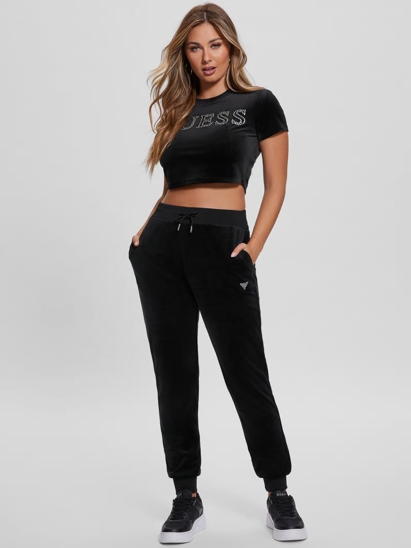 Guess Eco Couture Velvet Joggers - Black