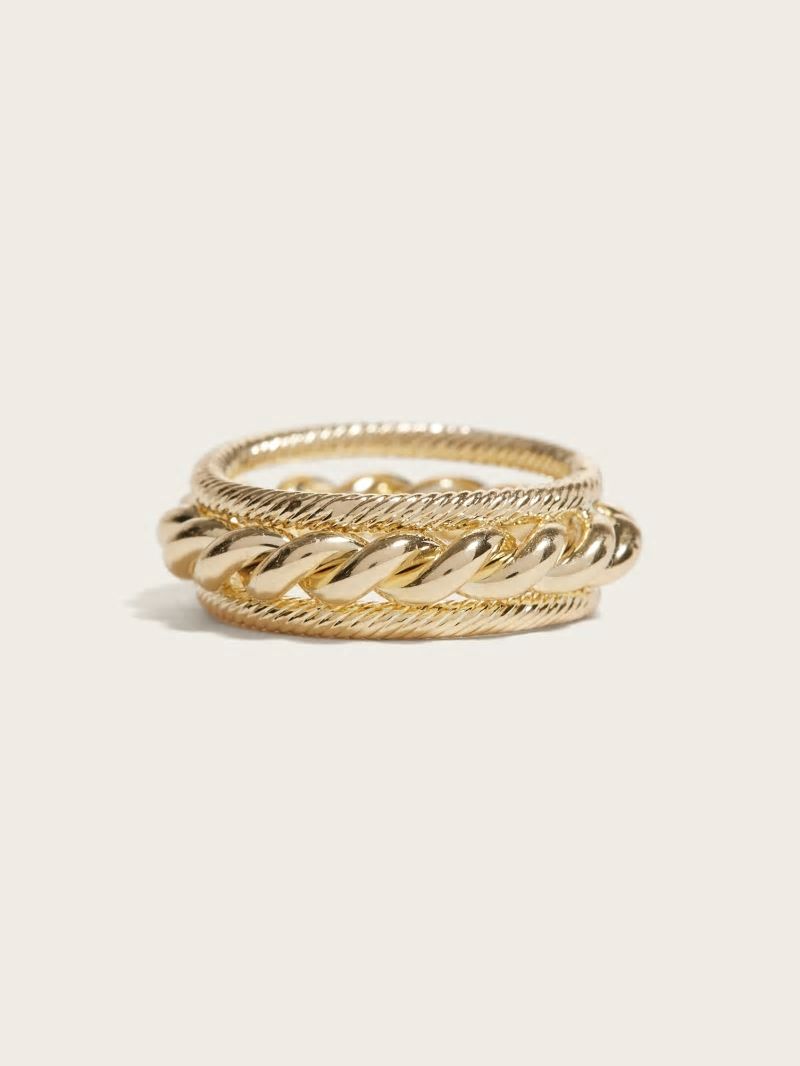 Guess Multi-Tone Braided Twist Ring - Silver/Gold
