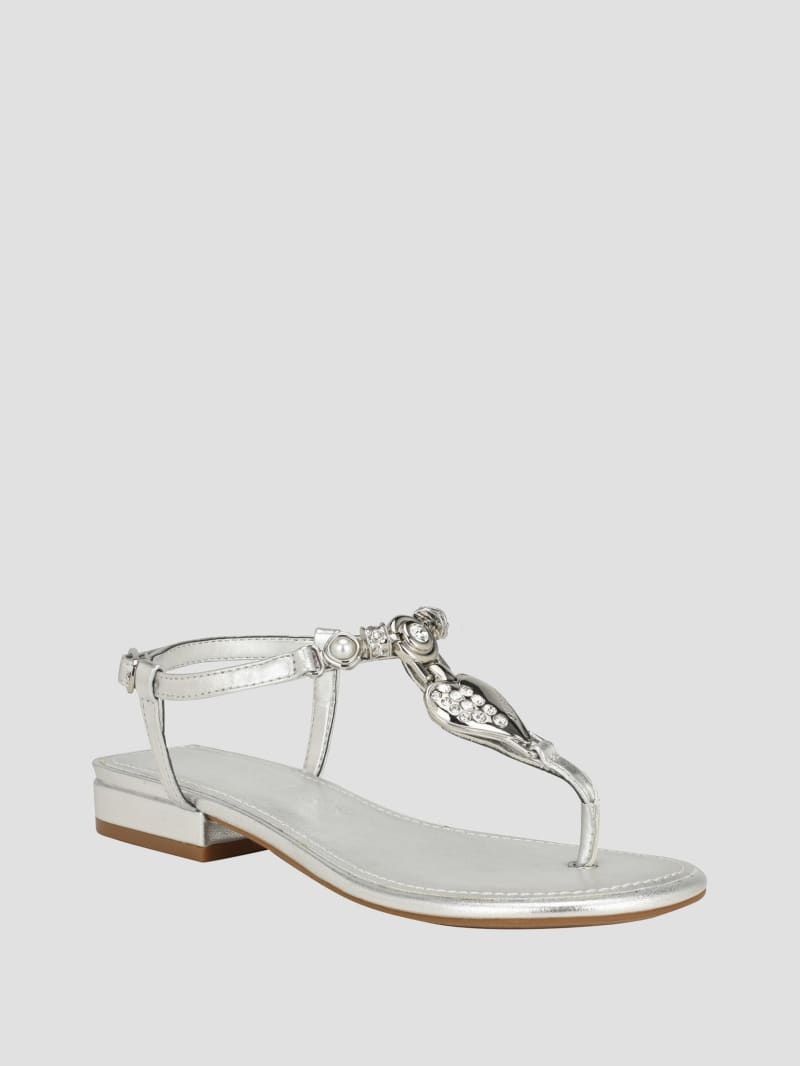 Guess Jiarella T-Strap Signature Sandal - Silver 040