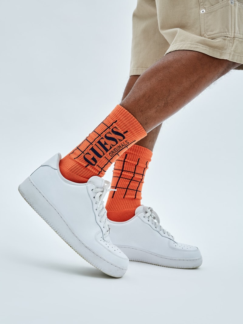 Guess GUESS Originals Grid Crew Socks - Orange Spritz Multi